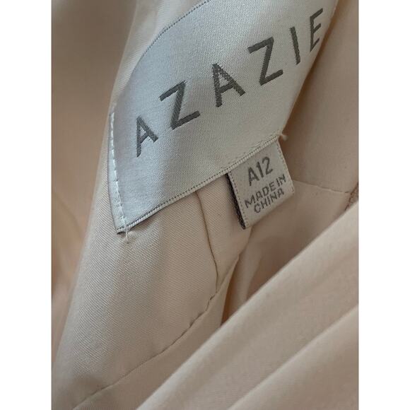 AZAZIE Women's Beige Double V-Neck Sleeveless Mesh Maxi A-Line Dress SZ 12 - Picture 9 of 12